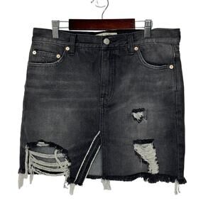 We The Free Mini Skirt Size 28 Distressed Black Denim